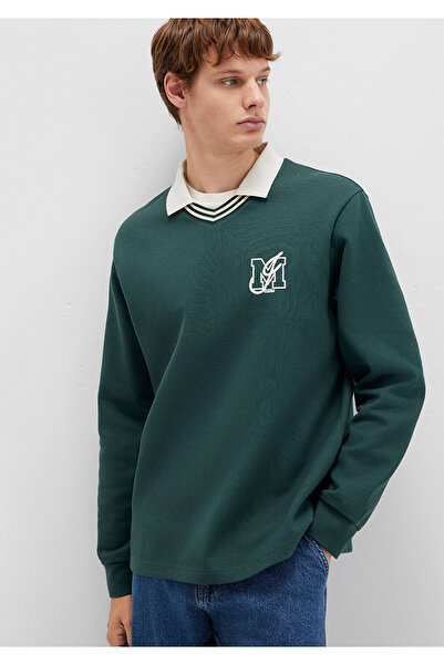 Mavi M Logo Crew Neck Green Interlock Sweatshirt 0S10487-71539