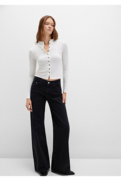 Mavi Button Detailed Ecru T-Shirt Fitted / Bodycon Cut 1613695-70057