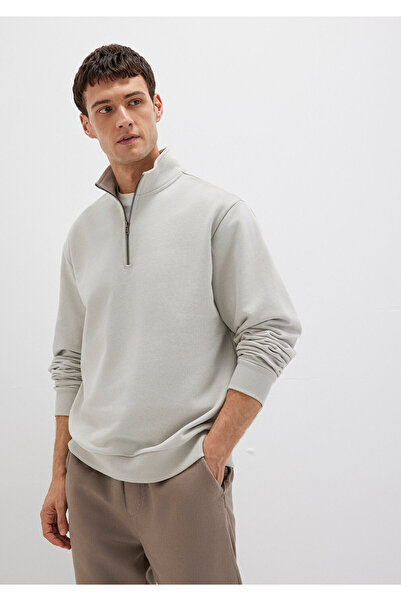 Mavi Semi-Zippered Gray Basic Sweatshirt 0S10419-70074