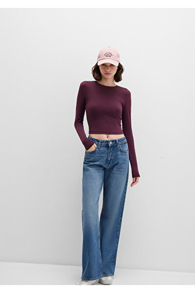 Mavi Long Sleeve Purple Crop Basic T-Shirt Crop / Short Cut 1612822-70434