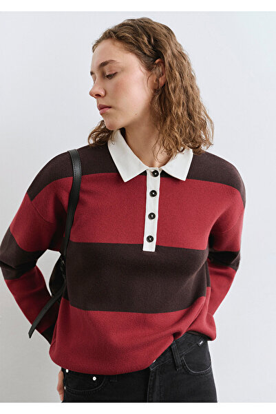 Mavi Block Colored Burgundy Knitwear Polo 1710708-90695