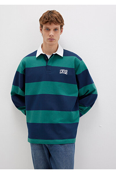 Mavi Світшот з логотипом у смужку, синій 0S10371-70497