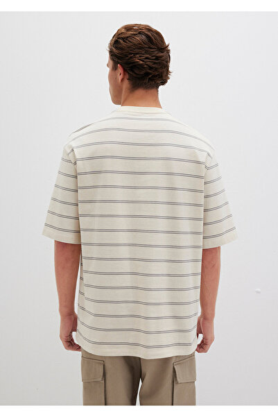 Mavi Gray Striped Ecru T-Shirt Relaxed Fit / Comfortable Cut 0612914-70076