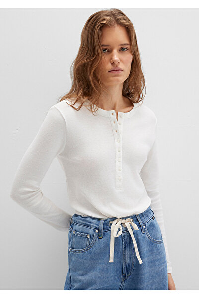 Mavi Button Detailed Ecru T-Shirt Slim Fit / Slim Fit 1613401-70057