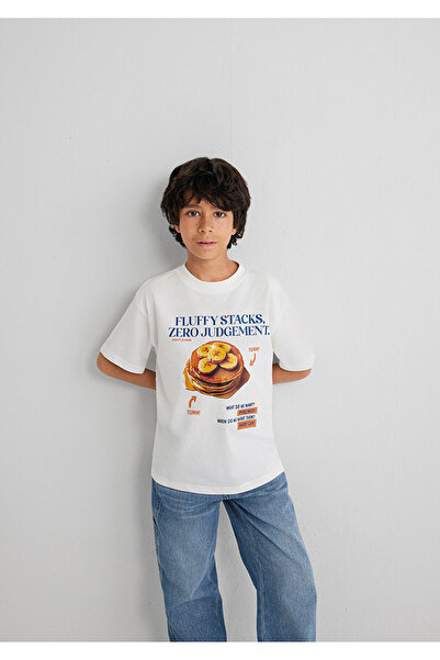 Mavi Printed Ecru T-Shirt Loose Fit / Loose Relaxed Fit 6610360-70057