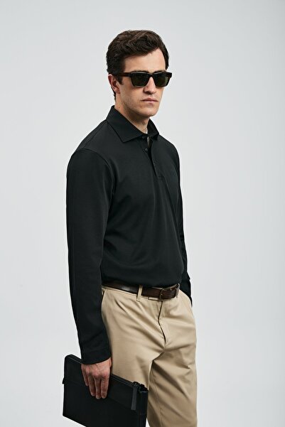 Lufian 112040044 Rocky Smart Polo T-Shirt Men's Sweatshirt Black