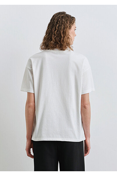 Mavi Logo Printed Ecru T-Shirt Loose Fit / Relaxed Fit 1613333-70057