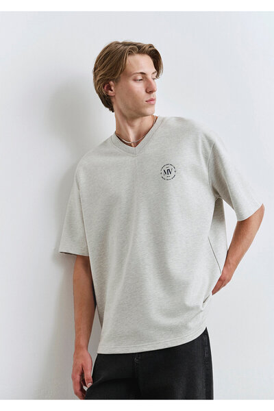 Mavi Mv Printed Gray T-Shirt Relaxed Fit / Relaxed Cut 0612846-82498