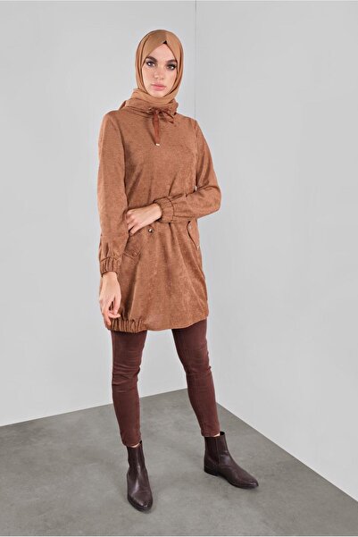 Alvina Lace-Up Velvet Tunic with Ankle Neck 41226