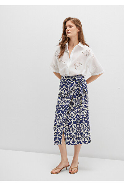 Mavi Printed Navy Blue Skirt with Tie Detail 1310765-91089