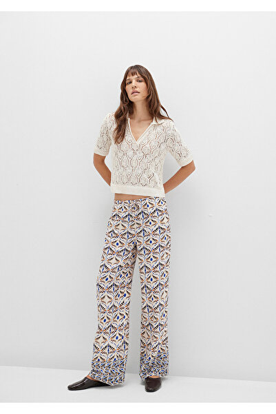 Mavi Waist Tied Ethnic Printed Beige Trousers 1011123-91008