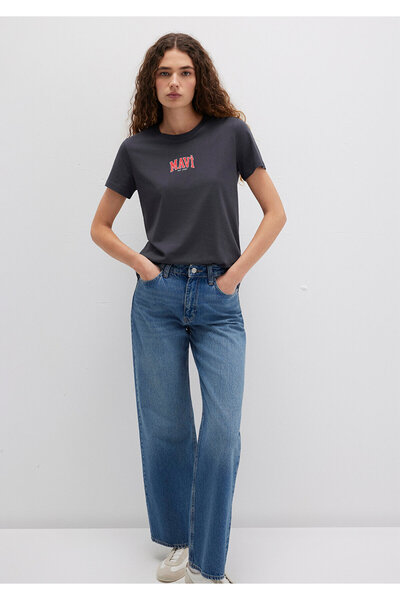 Mavi Logo Printed Anthracite T-Shirt Regular Fit / Regular Cut 1613412-70087