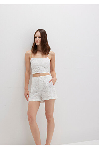 Mavi Fisto Embroidered White Shorts 1410236-70057