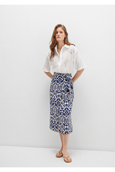 Mavi Printed Navy Blue Skirt with Tie Detail 1310765-91089