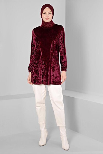 Alvina KOLU LASTİKLİ KADİFE TUNİK 43447