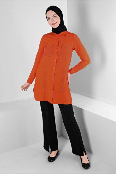 Alvina 43608 Model Stitching Detailed Shirt Tunic