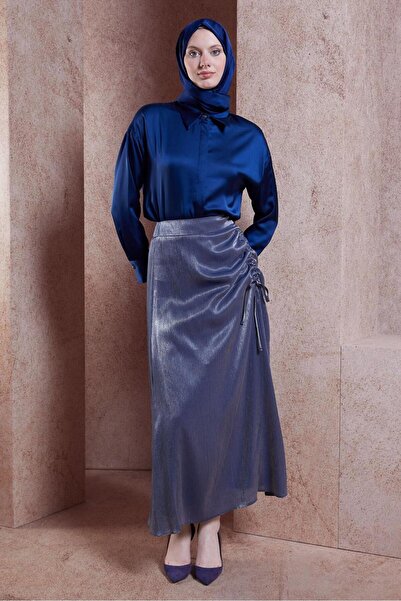 Alvina 60565 Model Satin Textured Wrap Skirt