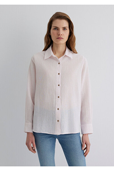 Mavi Linen Blend Pink Shirt Loose Fit / Loose Relaxed Fit 1211096-82545