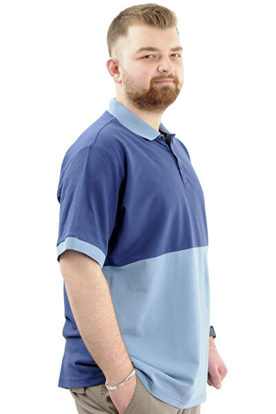 ModeXL Men's Polo Neck Plus Size T-Shirt - Blue Polo Sport U24323