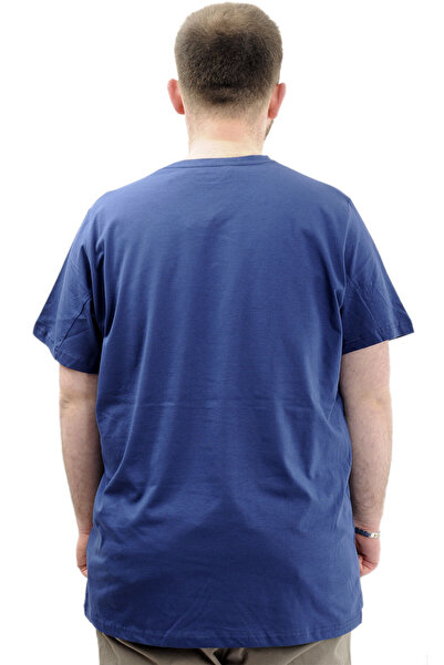ModeXL Men's V-Neck Printed T-Shirt - Plus Size, Indigo Believe U24054