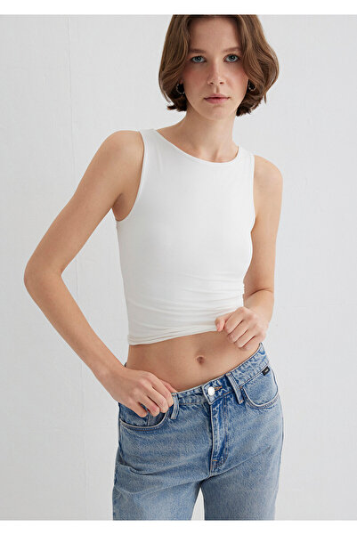 Mavi Boat Neck White Polyamide Ball Fitted / Body Fitted Cut 1613497-70057