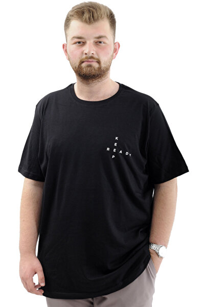ModeXL Large Size Crew Neck Soft Black Men's T-shirt - U24083