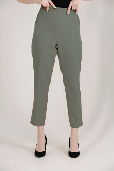 Balenbi High Waist Lycra Gray Carrot Leg Women's Trousers - 1005