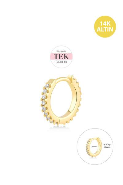 KURSHUNI Tamtur Helix Hoop 8,0 mm (18 Gauge), 14 AyarAltın Kıkırdak Küpe/Pier...