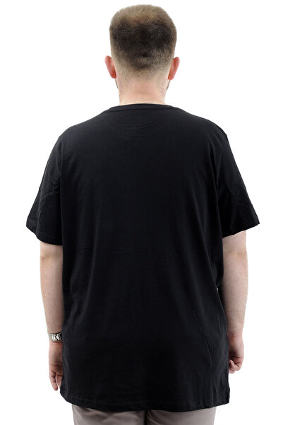 ModeXL Ανδρικό μπλουζάκι - Μεγάλο μέγεθος, εμπριμέ, λαιμόκοψη, βαμβακερό CHANGE U24084 Μαύρο