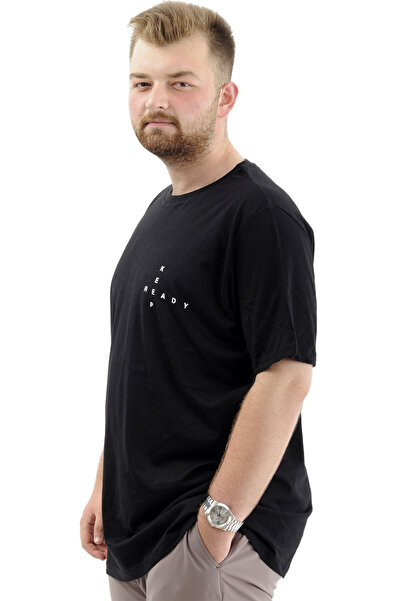 ModeXL Large Size Crew Neck Soft Black Men's T-shirt - U24083