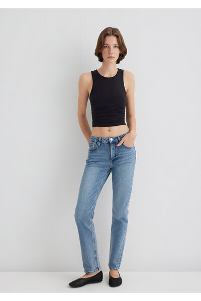 Mavi Halter Neck Μαύρο Πολυαμίδιο Μονόχρωμο Εφαρμοσμένο / Περικοπή που ταιριάζει στο σώμα 1613499-900