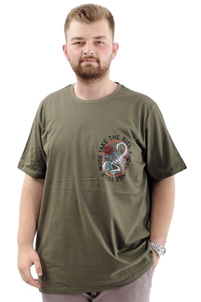 ModeXL Men's T-shirt - Mode Xl, PlUs Size, Printed, Crew Neck, Cotton CHANGE U24084 KHaki