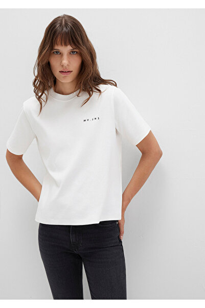 Mavi Mv Printed Interlock Ecru T-Shirt Regular Fit / Standard Cut 1613148-80194