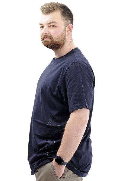 ModeXL Navy Blue Mode XL Large Size Crew Neck Men's T-Shirt - SIMPLICITY U24046