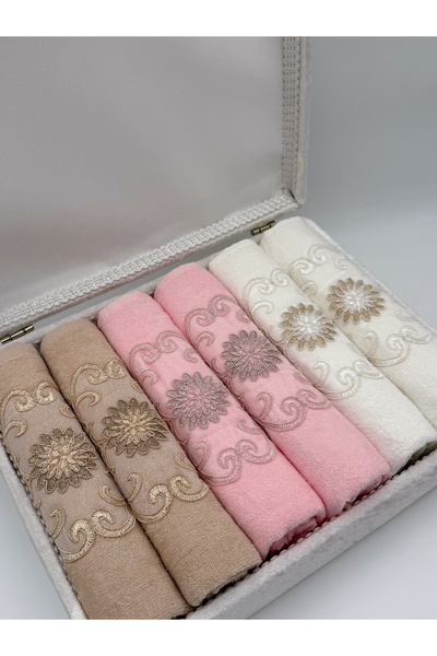 AYHANHOME Груди Gupurlu атласна вишивка з візерунком розкішний Ceyizlik 50x90 6 рушників для обличчя набір рушників для рук