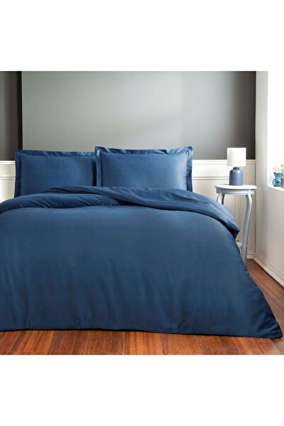 Taç Basic Satin Double Duvet Cover Set Navy Blue