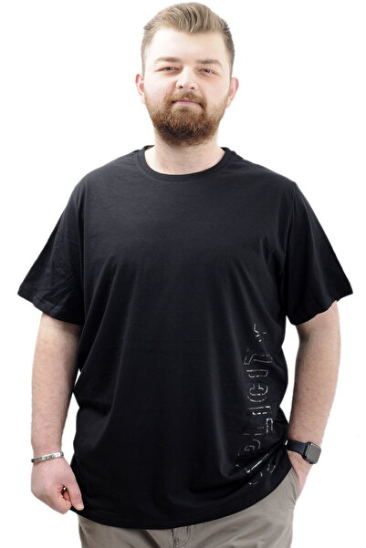 ModeXL Чоловіча футболка - Велосипедна горловина, великий розмір, з принтом - SIMPLICITY U24046 Чорна