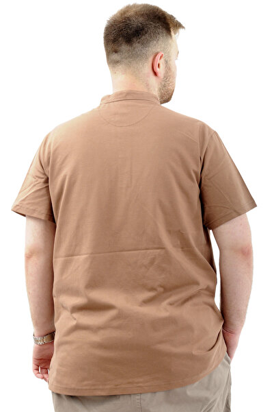 ModeXL Men'S PlUS Size MoDe XL T-Shirt - BUtton, Prevailing Collar, Milk Brown U24339