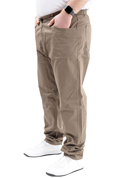 ModeXL Milano Classic 20902 Linen Trousers - Large Size, 5 Pockets, Earth Color