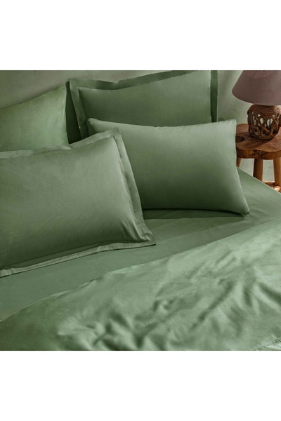 Linens Mix&Match Cotton King Size Satin Duvet Cover Dark Green