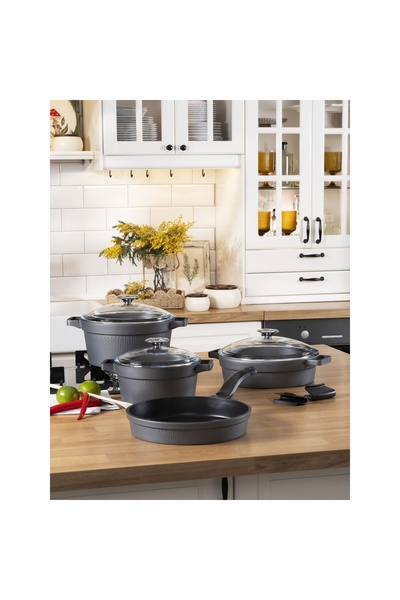 Pierre Cardin Ultra Graniks Gray 7 Piece Pot Set