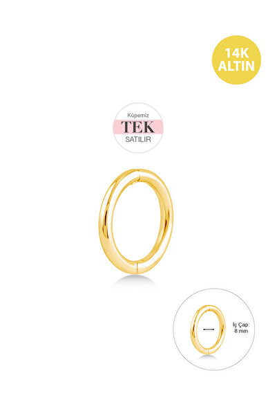 KURSHUNI Taşsız Sade Clicker 8,0 mm (16 Gauge), 14 AyarAltın Kıkırdak Küpe/Pi...