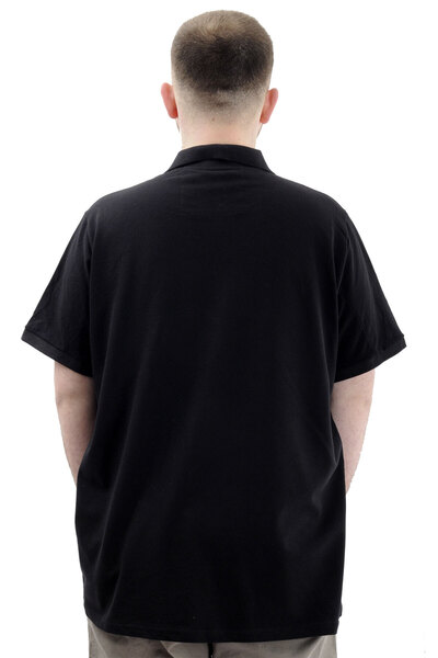 ModeXL Plus Size Men's Polo Neck T-Shirt - Zip and Pocket, Black U24325