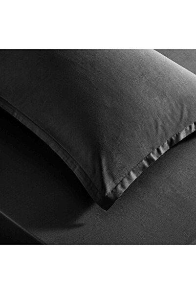 Taç Satin Double Sheet Set - Black Color Dreams