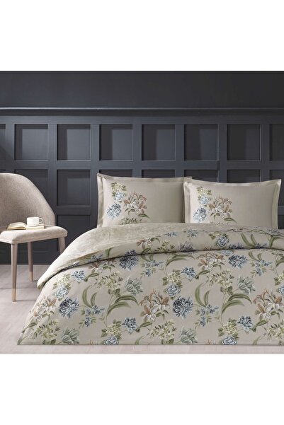 Taç Elodie Beige Satin Double Bedding Set