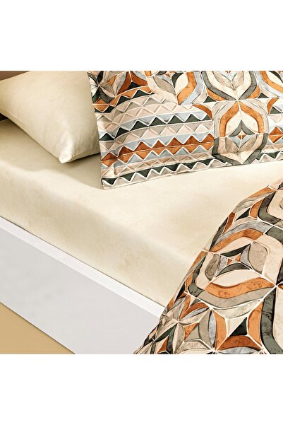 Linens Fresnel Cotton Satin King Duvet Cover Set Orange