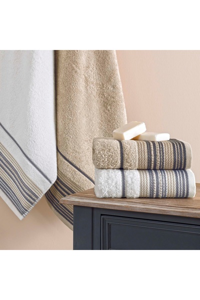 Taç Natural Dreams Cotton Turkish Bath Set White-Tan