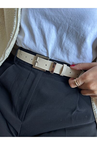 LİA KEMER Knot Classic, cu model pătrat, pentru femei, cu cataramă argintie, ...