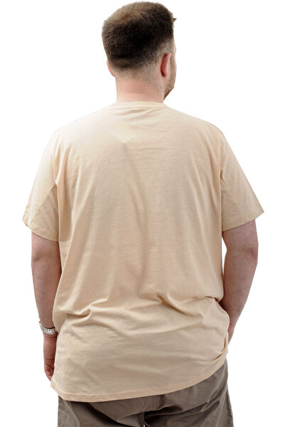 ModeXL Men's T-shirt - large Size, Printed, Cotton, Crew Neck, Beige MILD U24080