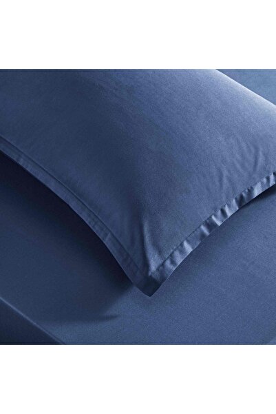 Taç Satin Double Navy Blue Sheet Set - Color Dreams